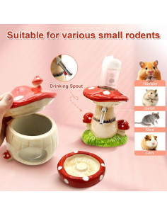 Accesorios para Hámster Beleatal: Escondite Cerámico, Botella y Tazón 2