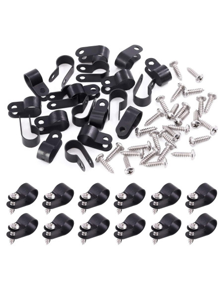 Clips de Cable de Plástico Nylon Swpeet 120 Pcs 13.2mm Negro