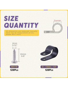 Clips de Cable de Plástico Nylon Swpeet 120 Pcs 13.2mm Negro 2