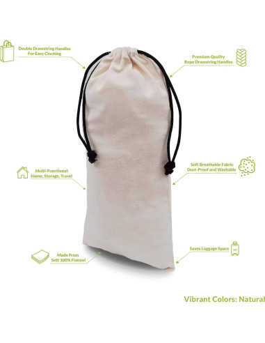 Bolsas de Tela ZENPAC para Zapatos Beige 20x43 cm (Paquete de 4)