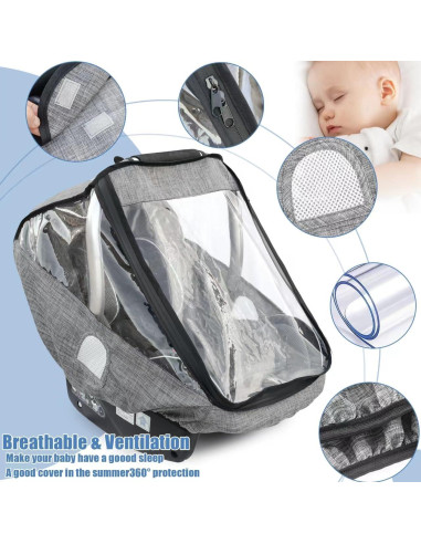 Cubierta de Lluvia para Asiento de Coche Bebé EVA Impermeable