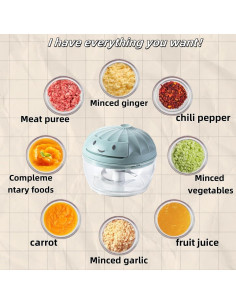 Picador de Verduras Manual XGVIEGZ 160ml Azul - Cortador de Ajo 2