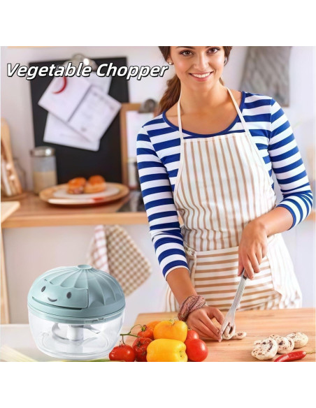 Picador de Verduras Manual XGVIEGZ 160ml Azul - Cortador de Ajo Picador de Verduras Manual XGVIEGZ 160ml Azul - Cortador de Ajo