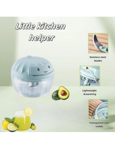 Picador de Verduras Manual XGVIEGZ 160ml Azul - Cortador de Ajo