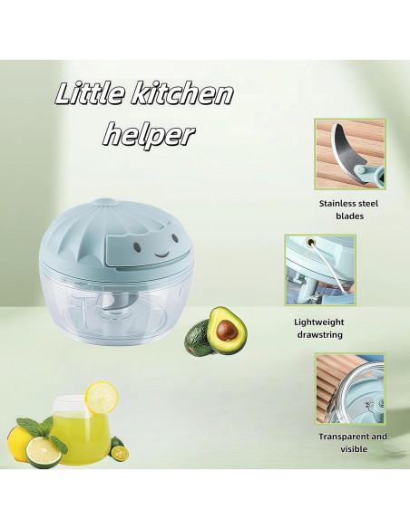 Picador de Verduras Manual XGVIEGZ 160ml Azul - Cortador de Ajo Picador de Verduras Manual XGVIEGZ 160ml Azul - Cortador de Ajo