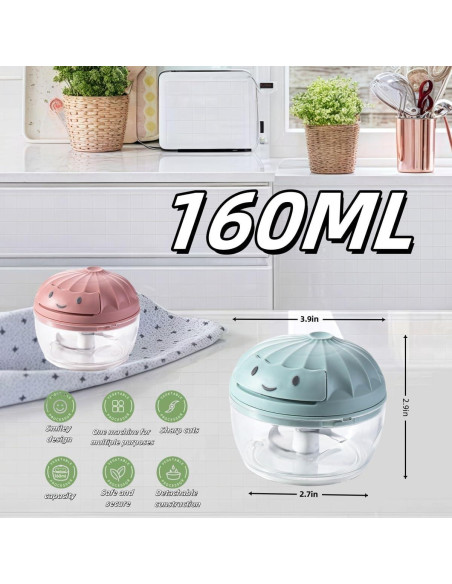 Picador de Verduras Manual XGVIEGZ 160ml Azul - Cortador de Ajo Picador de Verduras Manual XGVIEGZ 160ml Azul - Cortador de Ajo