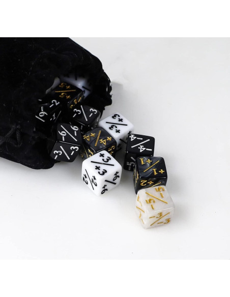48 Dados Contadores MTG Acrílico Negro y Blanco D6