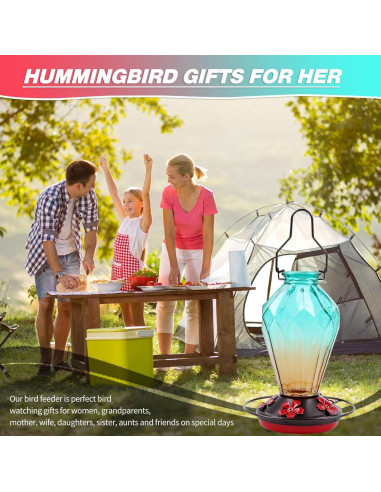 Alimentador de Colibríes MCHBF de Vidrio 0.72kg 5 Puertos Verde