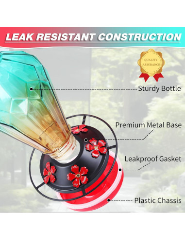 Alimentador de Colibríes MCHBF de Vidrio 0.72kg 5 Puertos Verde