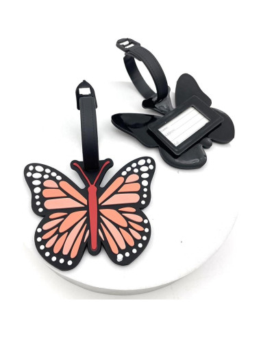 Etiquetas de Equipaje de Silicona QFSH Mariposa Naranja