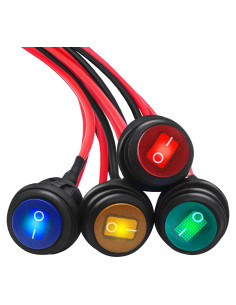 Interruptor Basculante Redondo Impermeable Mankk KCD1-8-101NW 12V 20A