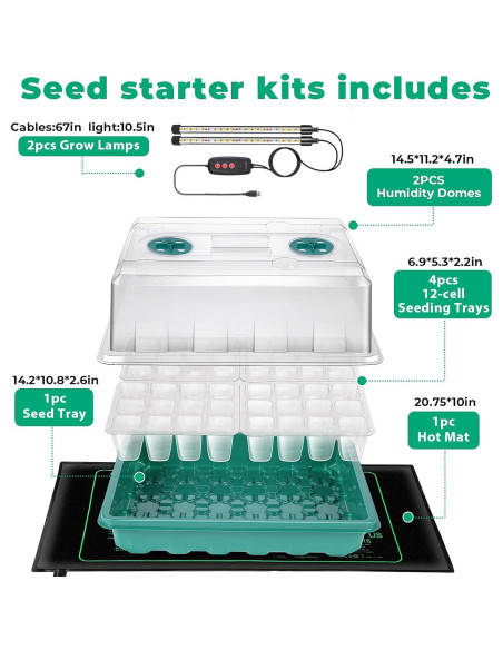 Bandeja de Germinación de Semillas Ourhom 96 Celdas con Luz