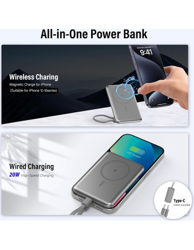 Cargador Portátil Magnético 5000mAh Shenzen Carga Rápida PD 20W