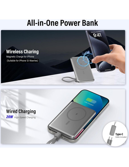 Cargador Portátil Magnético 5000mAh Shenzen Carga Rápida PD 20W