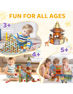 Conjunto de Azulejos Magnéticos HarworLife 100 PCS 3D Educativos 2