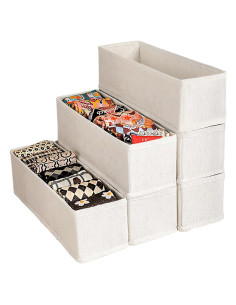 Organizador de Cajones de Tela Plegable 6 Pcs Beige Claro