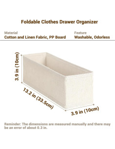 Organizador de Cajones de Tela Plegable 6 Pcs Beige Claro 2