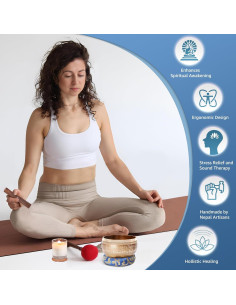 Juego de Cuencos Cantores Tibetanos SHANSHUI 10.16 cm Azul 2