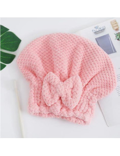 Gorro de Toalla de Microfibra Genérico - Set 2 Rosa y Blanco 2