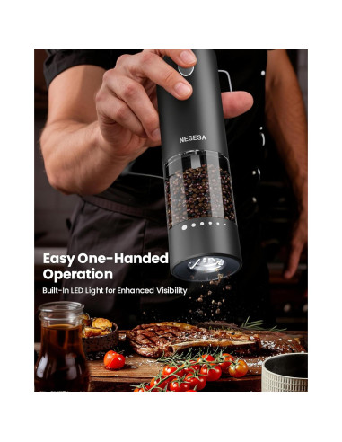 Juego de Molinillos Eléctricos de Sal y Pimienta NEGESA Negro