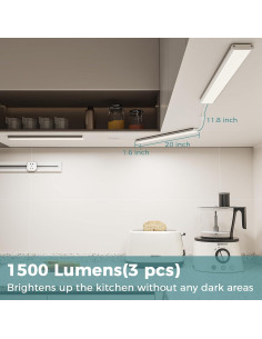 Luz LED bajo gabinete ASOKO 3 luces 30.48 cm 1500lm 4000K 2