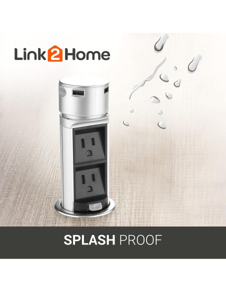 Estación de Enchufe Emergente Link2Home 2x15A + 2 USB 2.4A