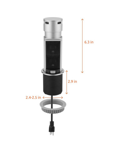 Estación de Enchufe Emergente Link2Home 2x15A + 2 USB 2.4A