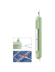 Enhebrador de Agujas 2 en 1 Verde con Desgarrador de Costuras