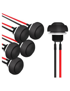Interruptor Pulsador Momentáneo APIELE 12mm 6 Pcs Negro