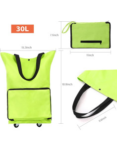 Carrito de Compras Plegable Huntoshon Verde 30L Ruedas 360 2