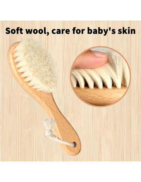 Juego de Cepillo y Peine para Bebés Esonto - Madera Natural