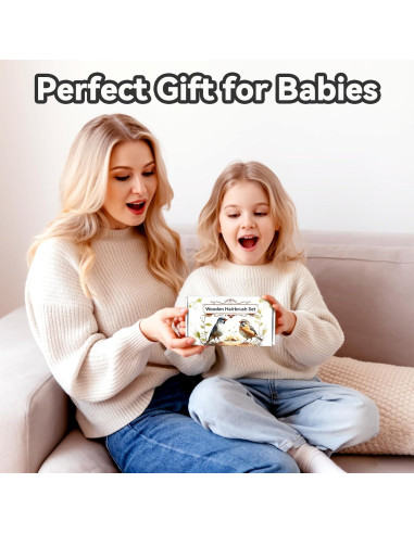 Juego de Cepillo y Peine para Bebés Esonto - Madera Natural