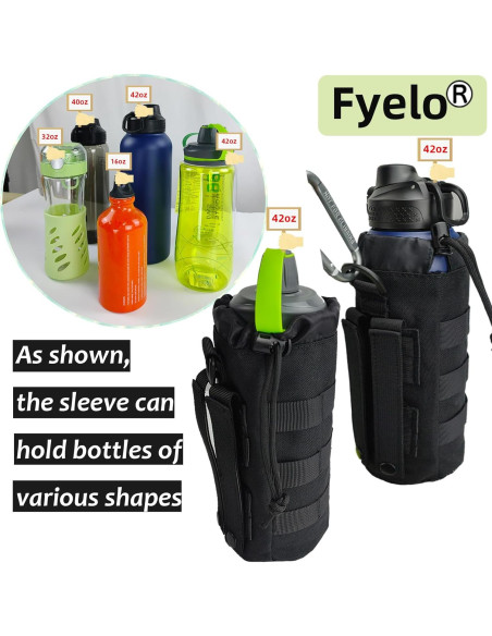 Bolsa Pouch para Botella Fyelo Táctica Negra 23x10 cm