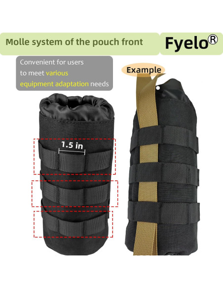 Bolsa Pouch para Botella Fyelo Táctica Negra 23x10 cm