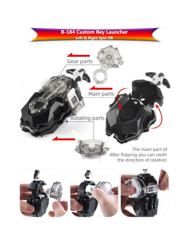 Bey Battling Tops Burst B-184 Lanzador Personalizado Negro