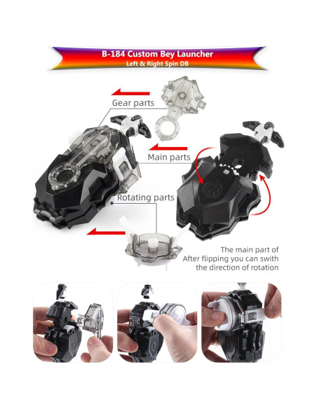 Bey Battling Tops Burst B-184 Lanzador Personalizado Negro