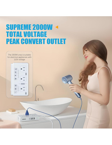 Convertidor de Voltaje 220V a 110V Kruuue 2000W con USB