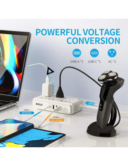 Convertidor de Voltaje 220V a 110V Kruuue 2000W con USB