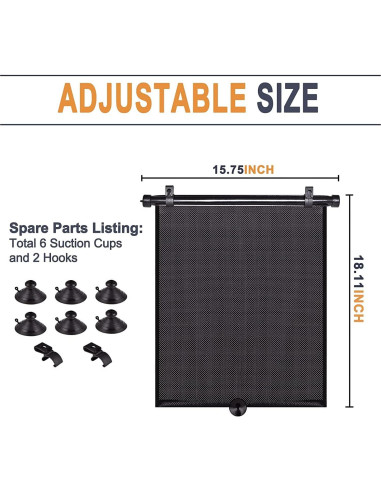 Sombra de Sol Enrollable para Ventana de Auto Yaaduo 40x46 cm