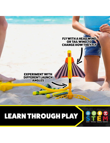 Lanzador de Aviones Stomp Rocket con 3 Aviones de Espuma