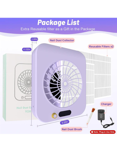 Colector de Polvo de Uñas FamilyKit - Ventilador Aspirador con 2 Filtros HEPA