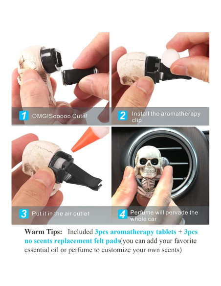Ambientador de Auto Calavera HiComFly - 3 Piezas Aromatizantes