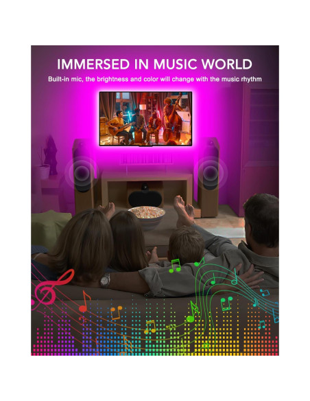 Luces LED MATICOD 3.0m RGB para TV 81-109cm Control APP Luces LED MATICOD 3.0m RGB para TV 81-109cm Control APP