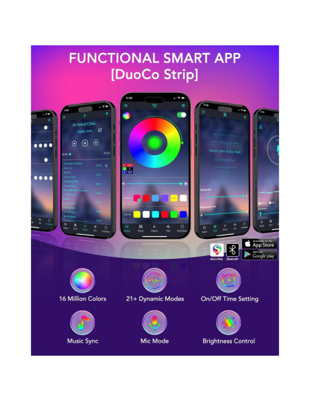 Luces LED MATICOD 3.0m RGB para TV 81-109cm Control APP Luces LED MATICOD 3.0m RGB para TV 81-109cm Control APP