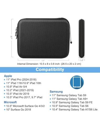 FINPAC Funda Dura para Tableta 11" Negra - Protección Total