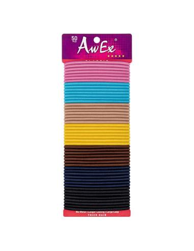 Gomas para el Cabello AwEx - 50 Elásticas Coloridas 4mm