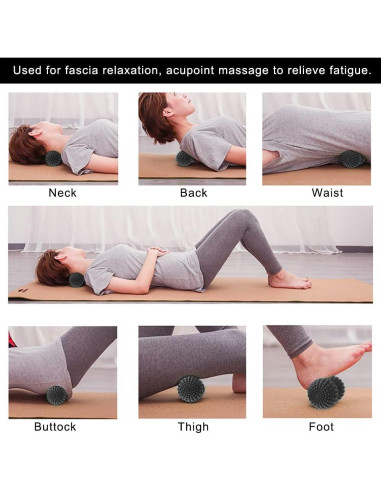 Bola de Masaje de Cacahuate SELEWARE Negro - Rodillo Doble para Espalda y Cuello