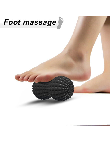 Bola de Masaje de Cacahuate SELEWARE Negro - Rodillo Doble para Espalda y Cuello
