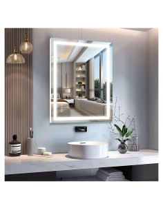 Espejo de Baño LED Beelux 81x61 cm con Luz Regulable y Anti-vaho