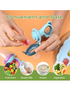 Alimentador de Frutas y Moldes de Helados para Bebés - Silicona Azul 2